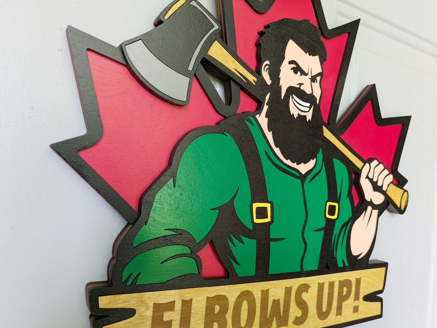 Elbows Up Canada Door Hanger Sign